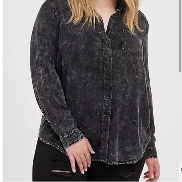 torrid Tops - Torrid black mineral wash button down shirt size 3X